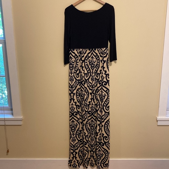 NWT Pink Blush Maternity Maxi Dress three-quarter length sleeves geometric print - Picture 6 of 6